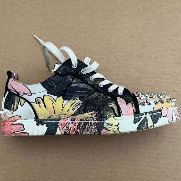 Christian Louboutin Multicolor Floral Fabric Fun Louis Junior Spike Sneakers - Picture 9 of 16
